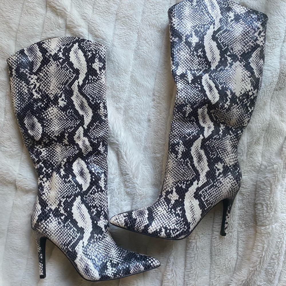 Poshmark Snakeskin Heeled Boots - Sz 6.5